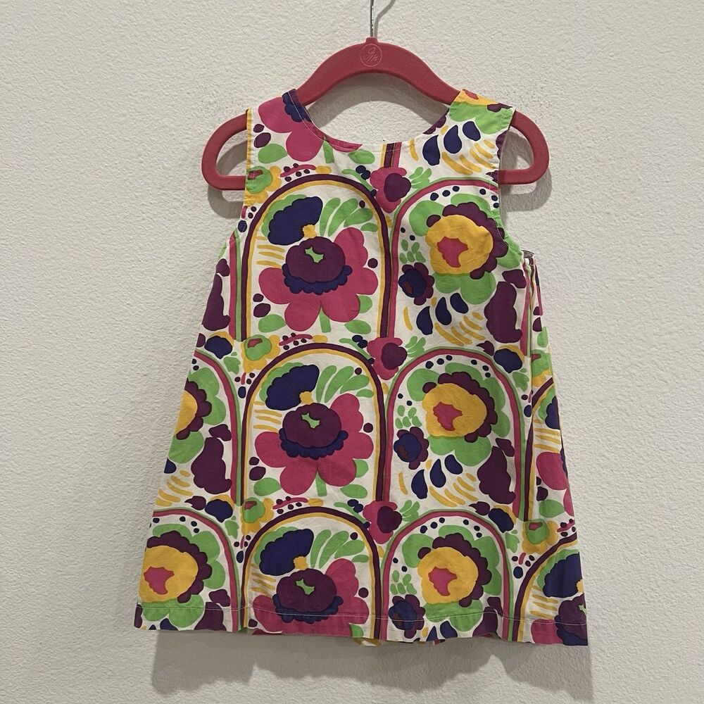 The Marimekko Girls Poppy Shift Dress 3 Years 98 Artsy Party Abstract Colorful - Picture 2 of 7